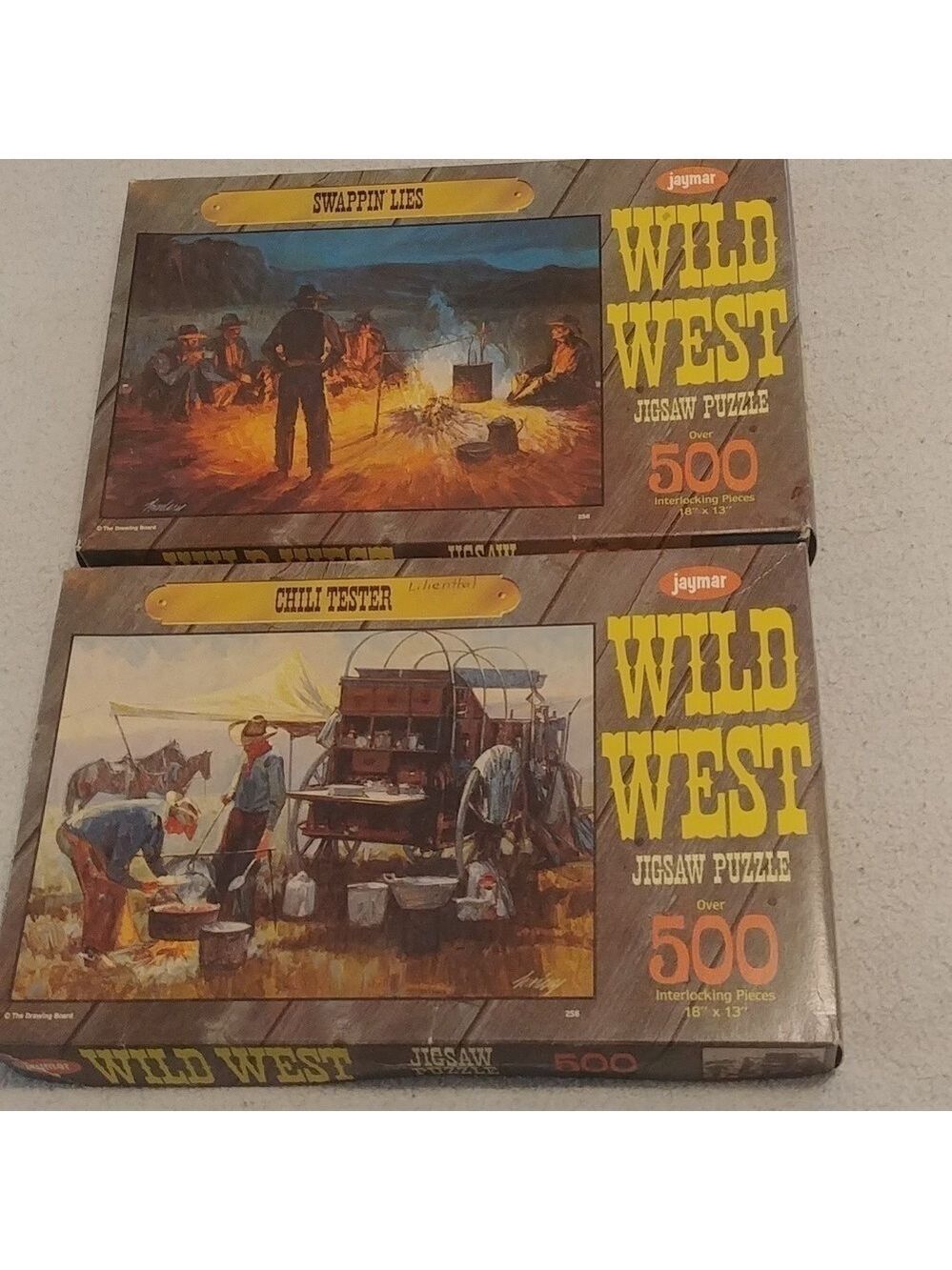 Set of 2 Vintage Jaymar: Wild West 500 pc puzzles 18x13 finished size